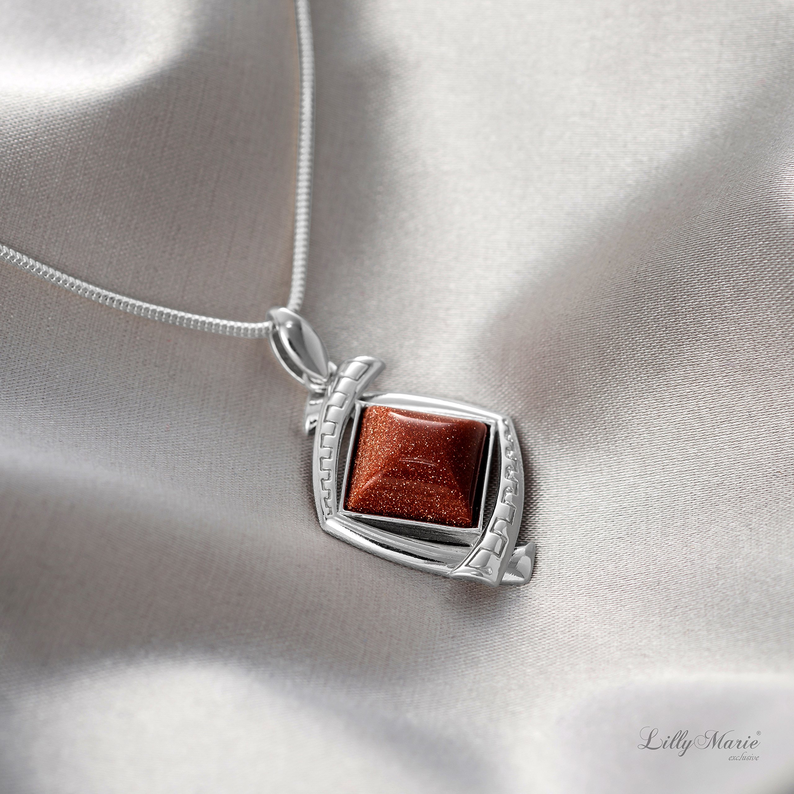 LillyMarie damas Plata 925 Gold River Remolque marrón Longitud-ajustable Caja de la joyería Regalo de mujer