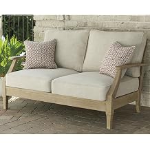 Signature Design by Ashley Clare View Outdoor Loveseat with Cushion, Beige 