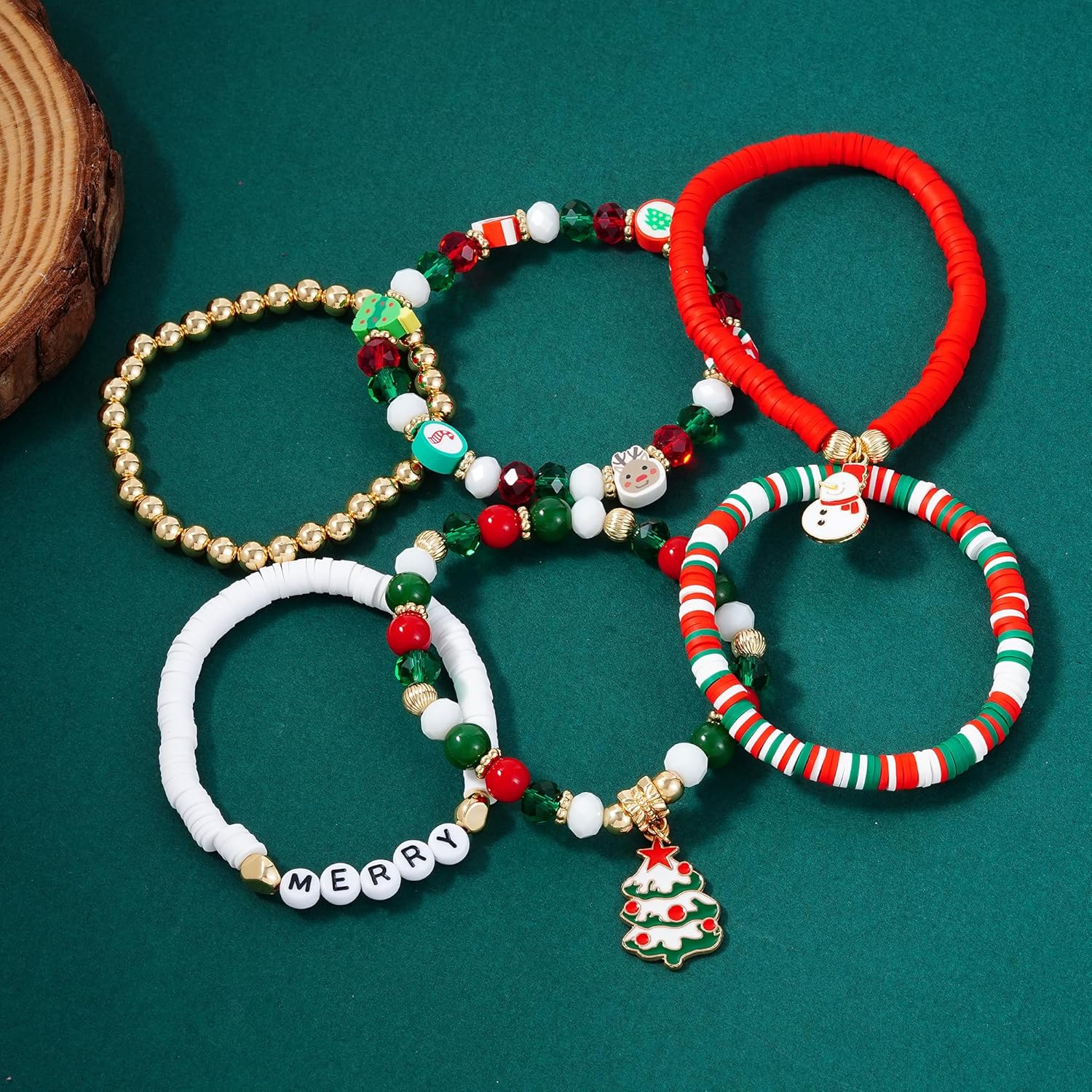 Summer Surfer Heishi Bracelet Set for Women Stackable Gold Plated Clay Ploymer Bead Stretch Pink Beach Layering Bracelets Jewelry - Image 4