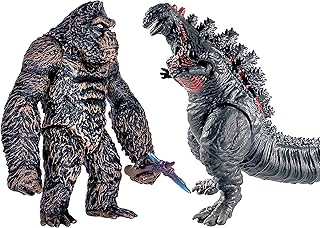 Set of 2 Legendary Shin Godzilla vs King Kong Toy Action Figures, Movable Joints Movie Series Soft Vinyl, Carry Bag