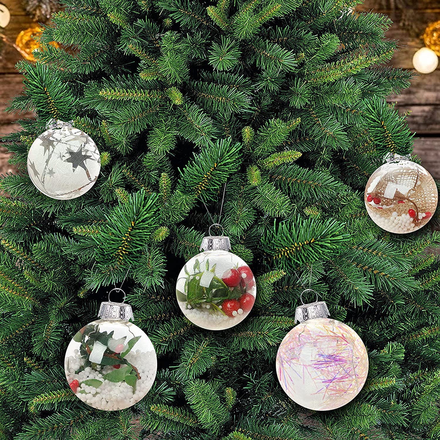 Paquet De 10 Boules De Sapin De Noël - 60 Mm - Boules Décorées Brillantes, Perlées Et