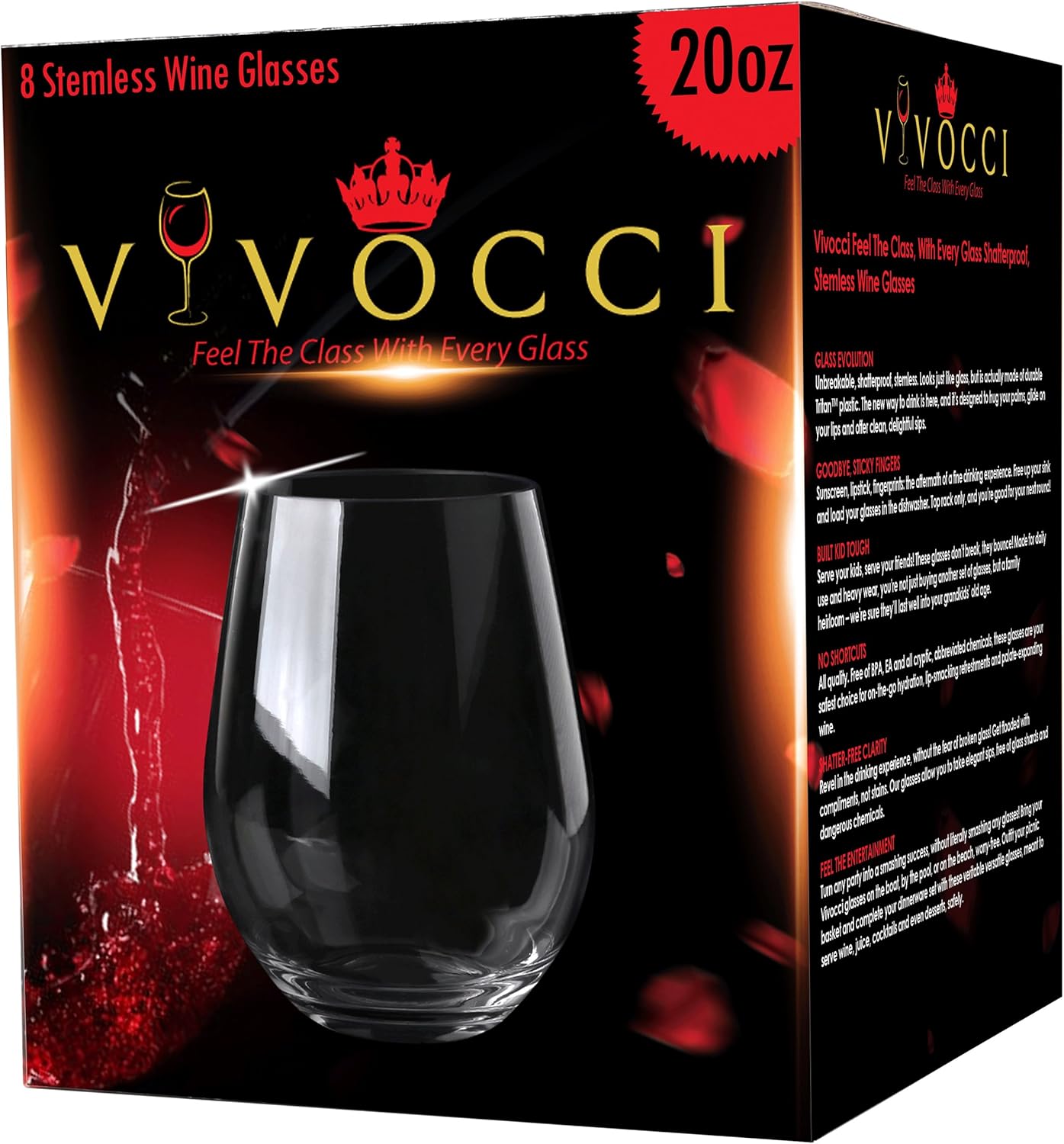 Blасk Frіdау Clеаrаnсе Vivocci Unbreakable Plastic Stemless Wine Glasses 20 oz | 100% Tritan Heavy Base | Shatterproof Glassware | Ideal For Cocktails & Scotch | Perfect For Homes & Bars | Dishwasher Proof, Buy 8 Pay 6