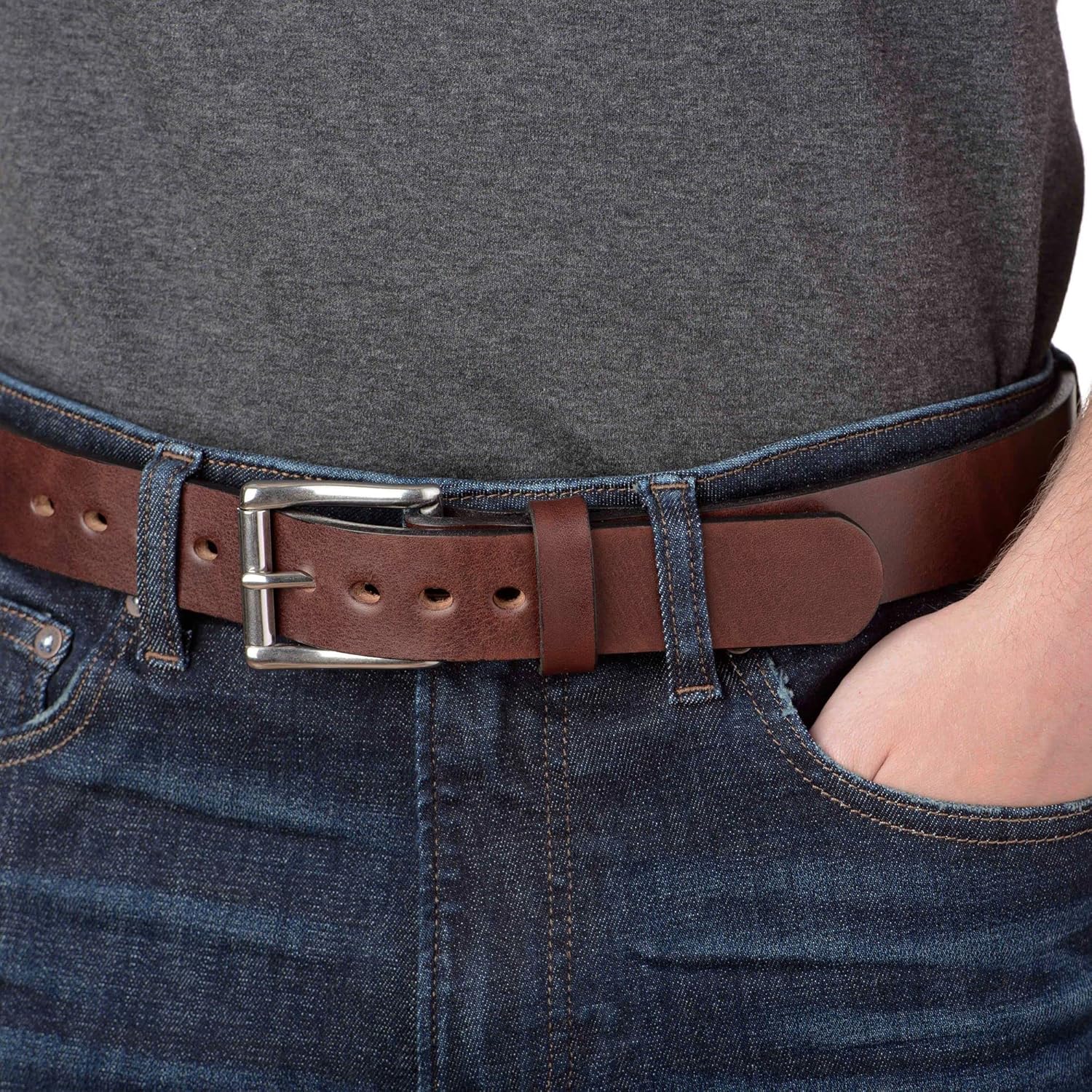 Bullhide Belts, Non Stitched Mens Leather Belt for Work, CCW Carry, 1.50" Wide, USA Made - Image 4