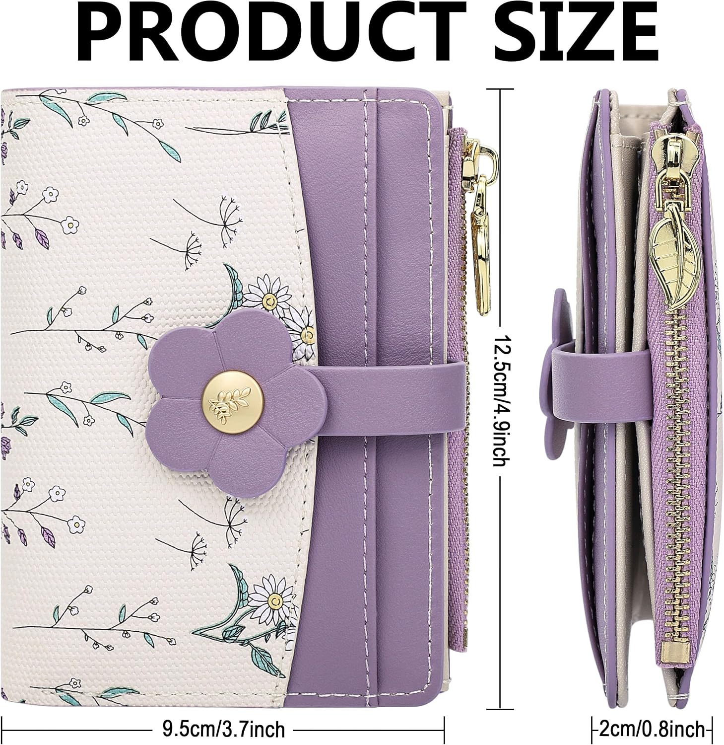 Farcauo Small Floral Womens Wallet Cute Wallets for Women Thin Purple Women's Wallet Kawaii Flower Card Wallets for Women Ladies image 4