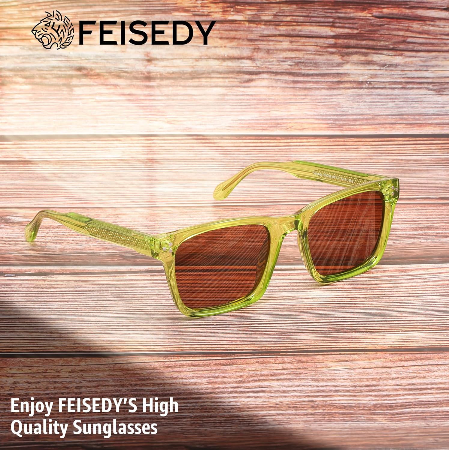 FEISEDY Square Sunglasses For Men Women Polarized Trendy Chunky Thick Frame Rectangle Shades Sun Glasses UV400 B0294