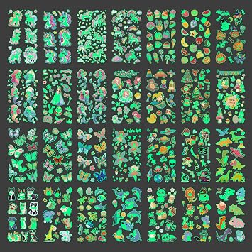 380pcs Luminous Temporary Tattoos for Kids Gift Party Favors | 30 Sheets Mixed Styles Temporary Tattoos Stickers with Mermaid/Dinosaur/Unicorn , Glow Party Supplies Birthday Gifts