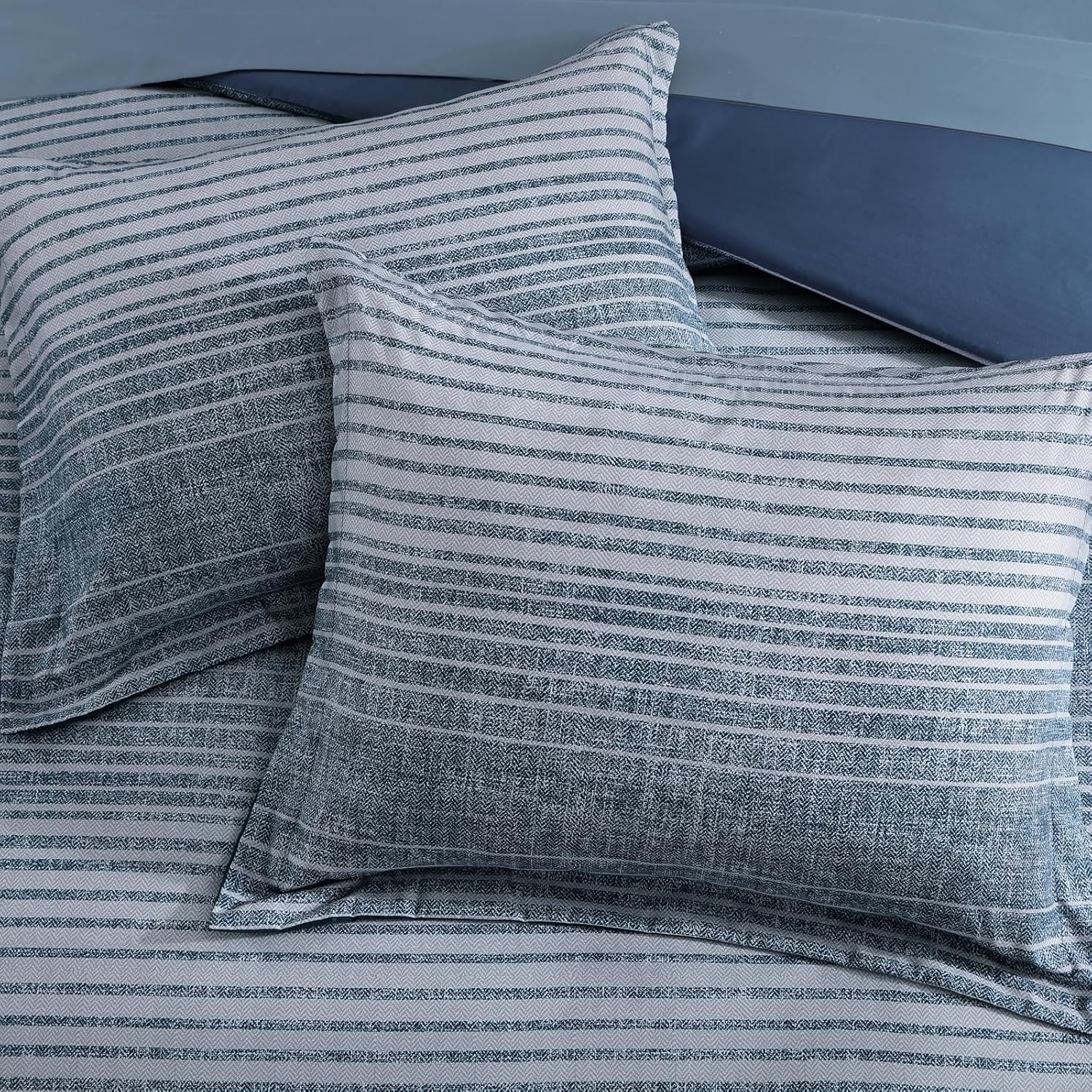 Twin XL Comforter Set Striped, Lake Blue Bedding Set 5 Pieces for Boys Girls Teen, All Season Bed in a Bag for Dorm with Sheets, Pillowcase & Sham