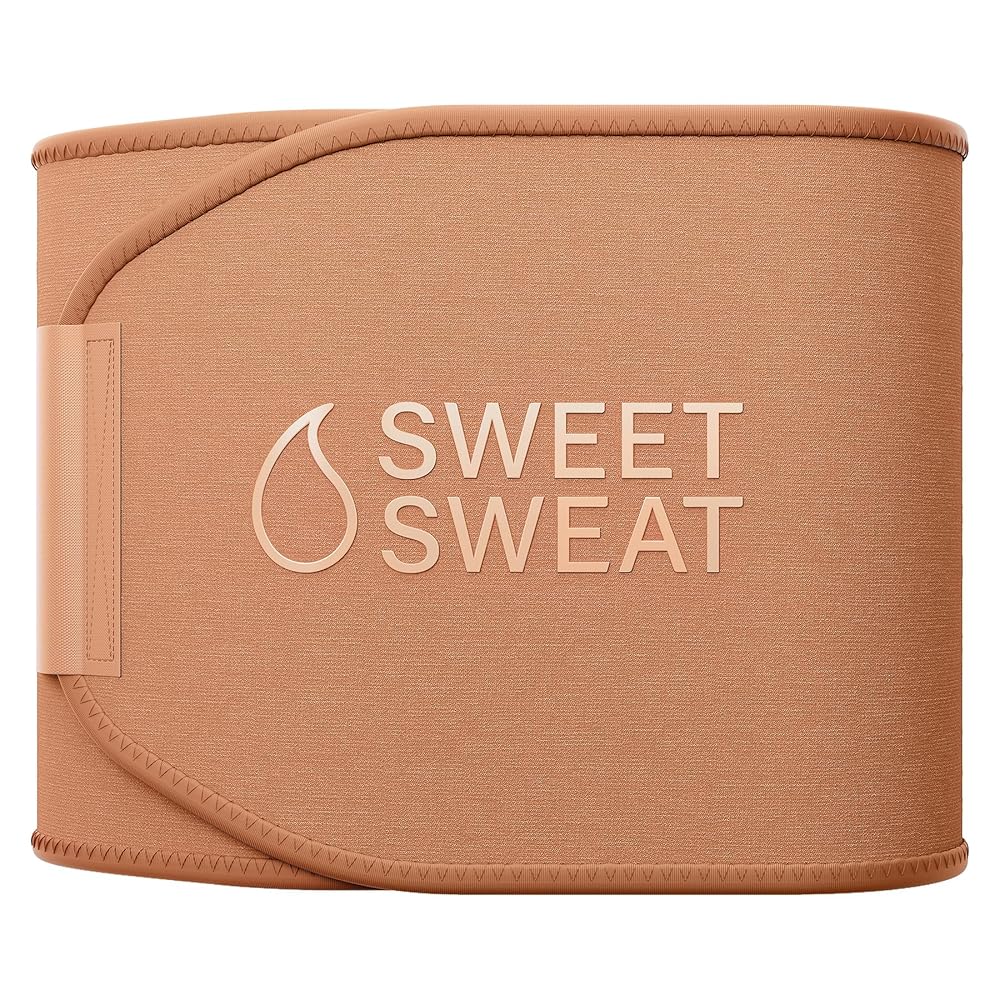 Sports Research Sweet Sweat Toned Waist Trimmer for Women and Men | Premium Waist Trainer Belt to \'Tone\' your Stomach Area (Sand, Large)