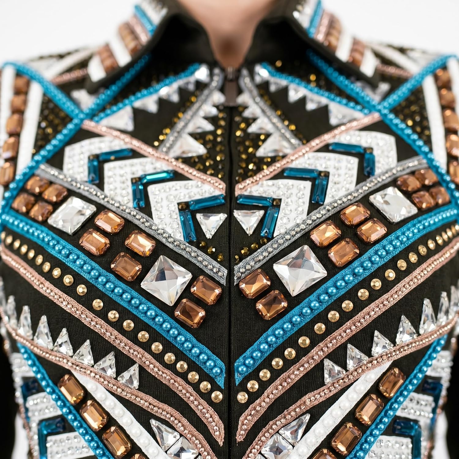 Western Women Showmanship Jackets Show Jackets Glass Stone Embedded Handmade Embroidery Equestrian Outfit For Women