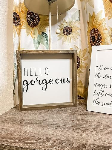 Miniatura 4 de Nana's Little Angels Decoración de pared blanca Hello Gorgeous con marco de madera real, arte de 10 x 10 pulgadas, bonita decoración de casa de