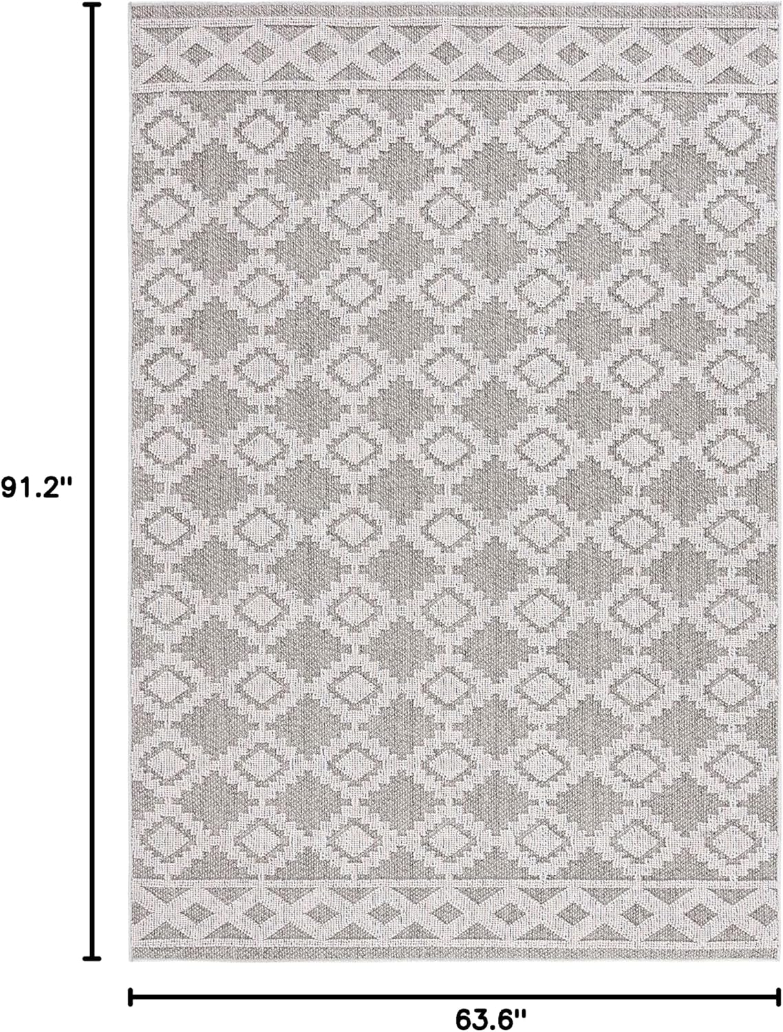 SAFAVIEH Washable Rug Outdoor Global Collection - 5'3" x 7'6", Grey & Ivory, Non-Shedding & Easy to Clean, Ideal for Patio, Backyard, Mudroom (GLB208F)