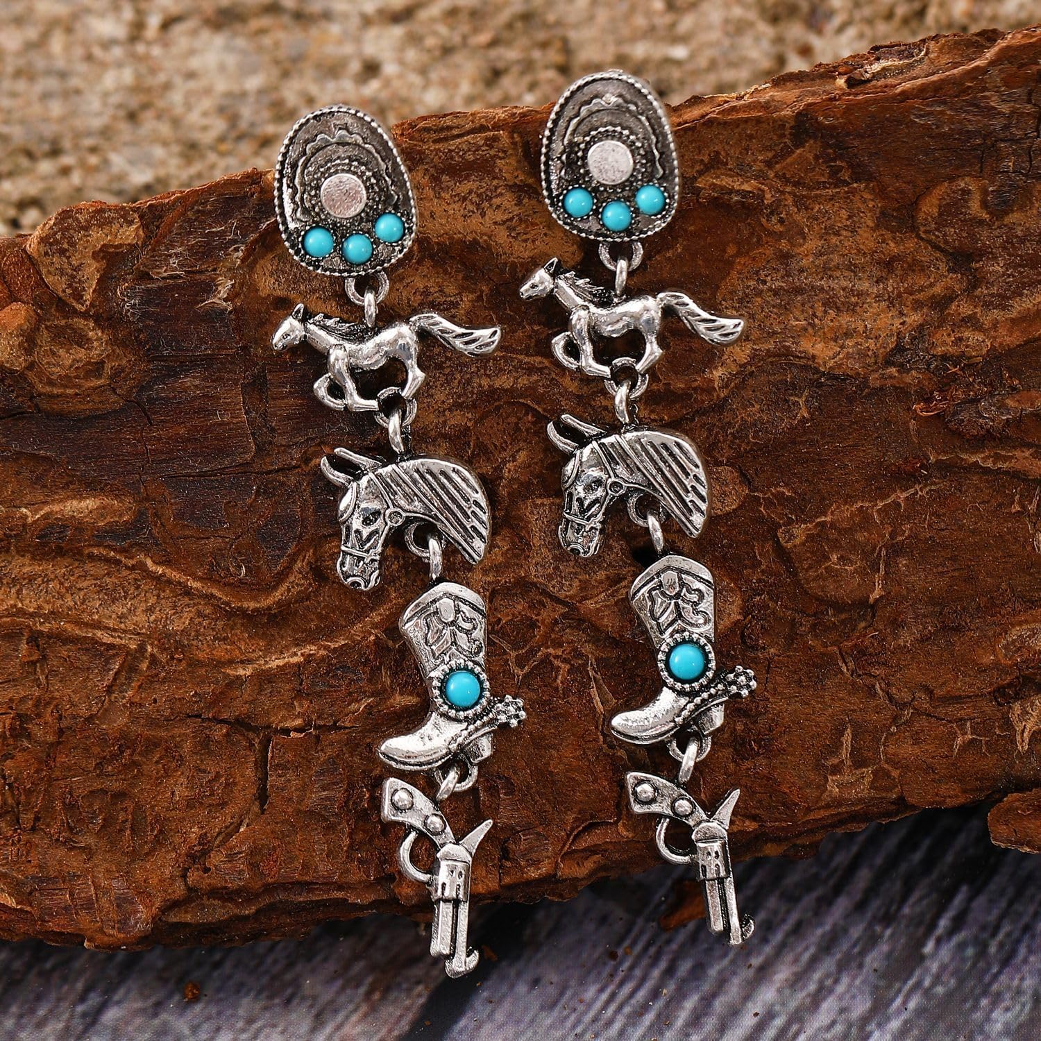 Country Concert Outfits for Women Western Earrings CowBoy CowGirl Drop Dangle Earring Vintage Oval Earring Turquoise Jewelry Western Accessories - Image 8