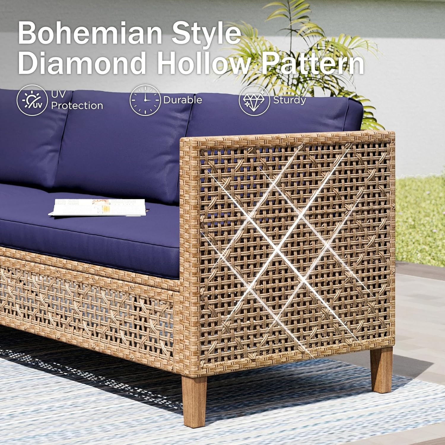 Close-up of the Bohemian Style Diamond Hollow Pattern wicker design