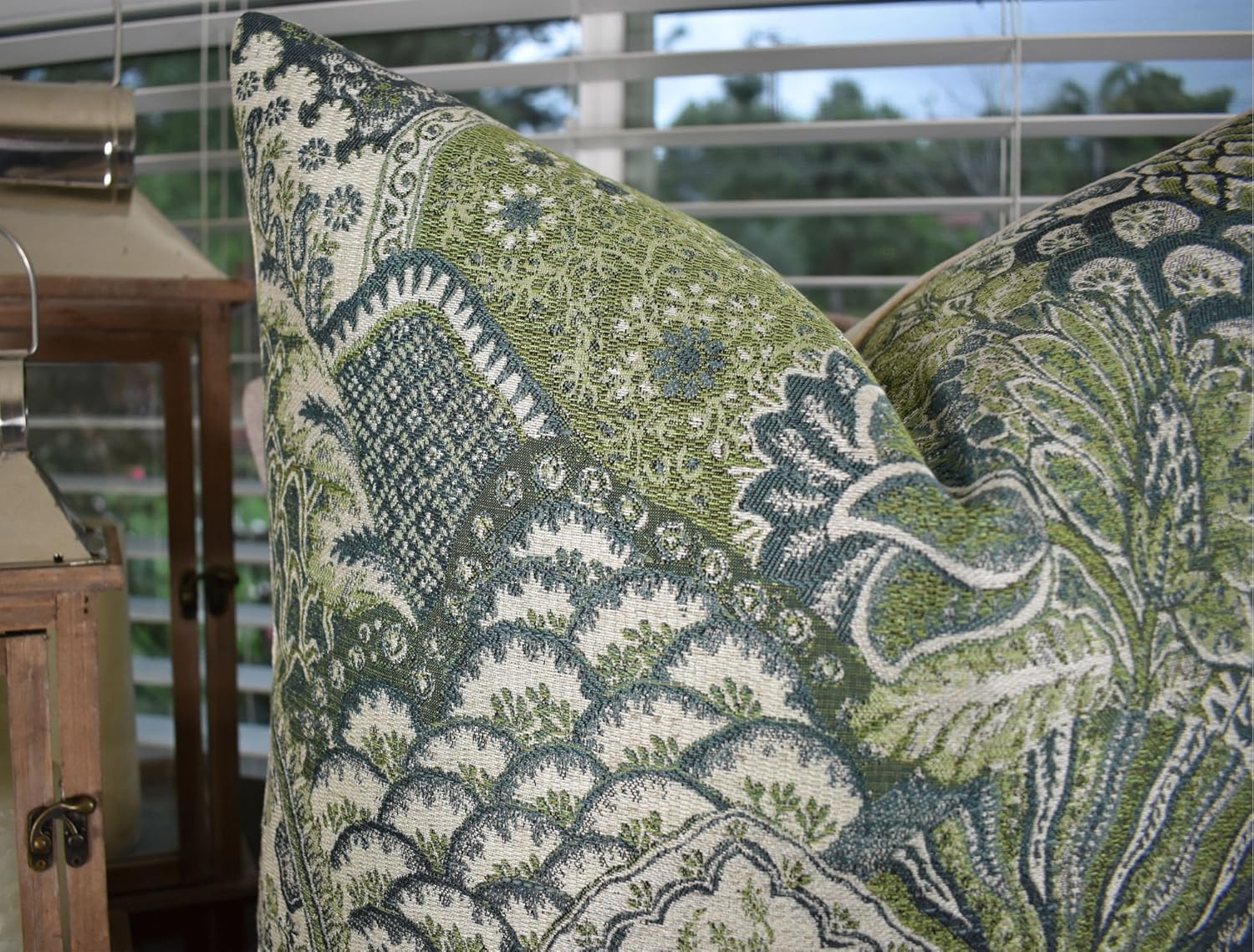 Green Navy Greige Pillow - Green Dark Blue Taupe Spring Scenic Pillow -Designer Moss Modern Nature Pillow - Green Pillow, Made in US, 11422