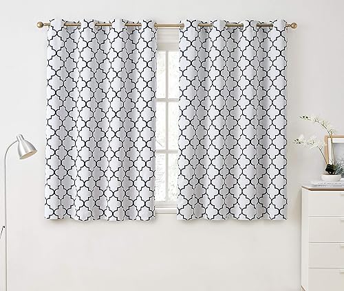 HLC.ME Cortinas decorativas opacas con estampado de celosía, 54 pulgadas de largo, paneles de cortinas de ventana con aislamiento térmico y ojales