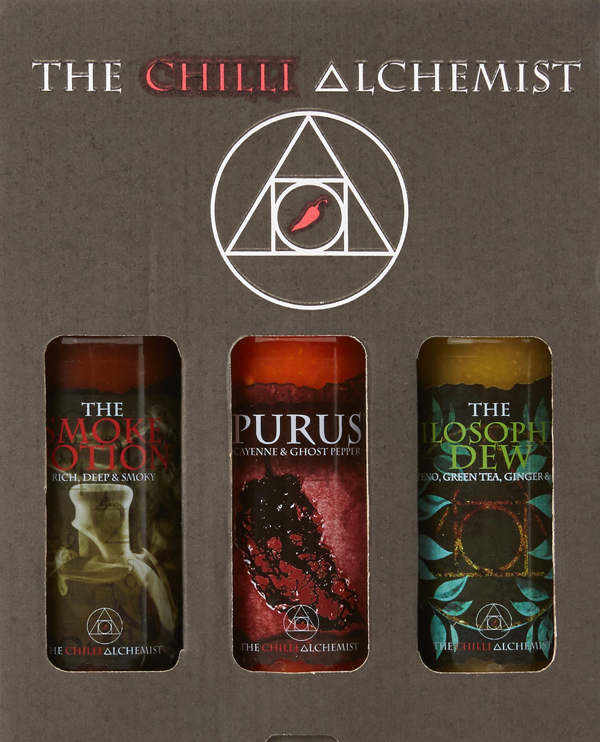 The Chilli Alchemist The Smoke Potion The Philosopher's Dew Purus Chilli Sauce Box Set