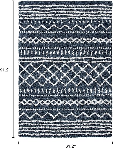 Miniatura 2 de SAFAVIEH Colección Arizona Shag ASG741L Tapete de área, 1.6 pulgadas de grosor, diseño marroquí, no desprende pelusa, de fácil cuidado, para sala o