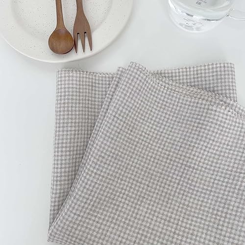 Miniatura 8 de Tela de lino caqui a cuadros de sirsaca  Material de tela duradera  Ideal para manualidades, ropa y decoración del hogar