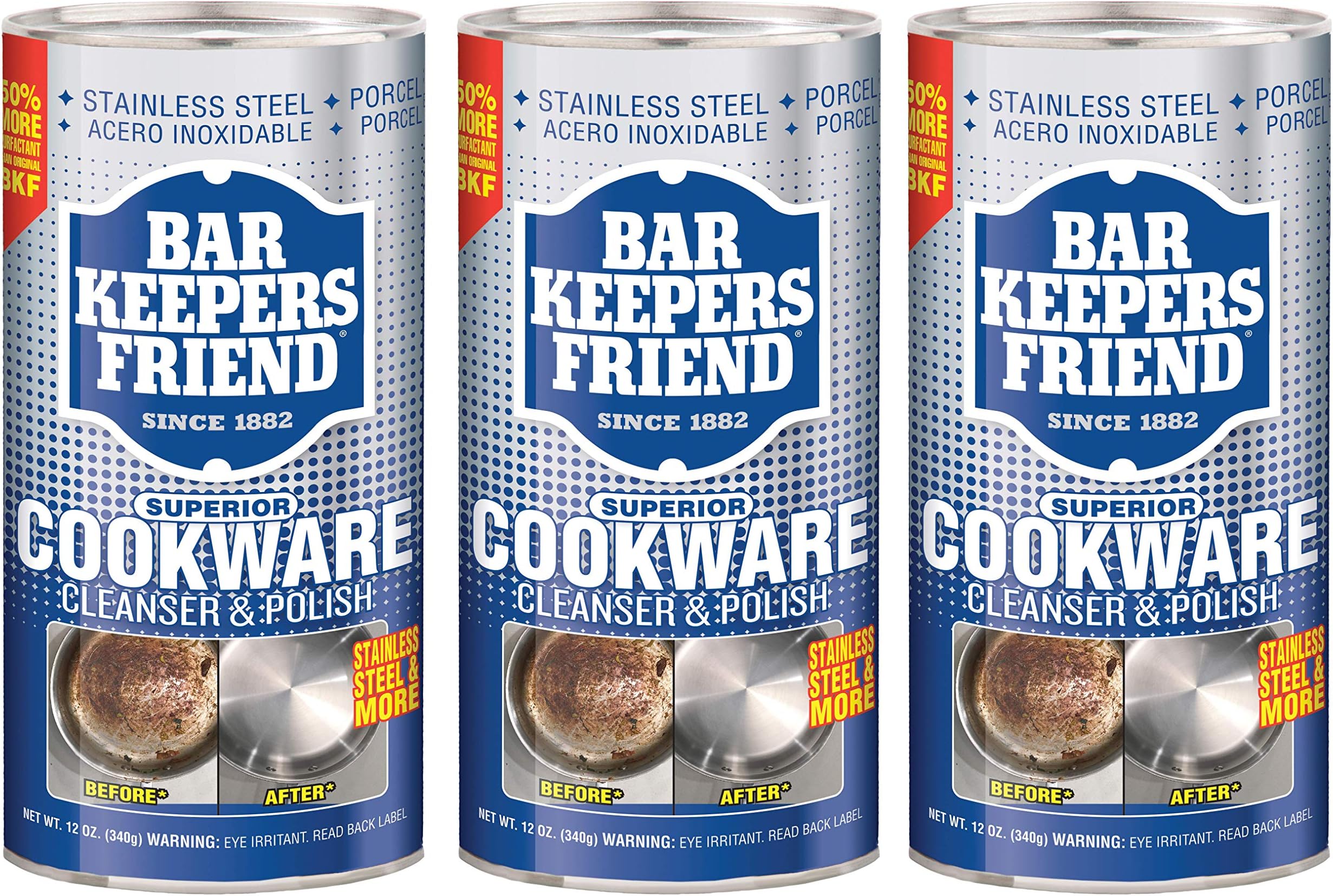 (3 Pack) Bar Keepers Friend Cookware and Sink Cleaner - 12 Oz. Each