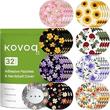 32 Pack Dexcom G7 Overpatches with Reusable Hardshell Cover, Kovoq Waterproof Adhesive Patches for Dexcom G7 & Stelo, Reduce Compression Lows Breathable and Hypoallergenic Up to 15 DaysYellow Flower