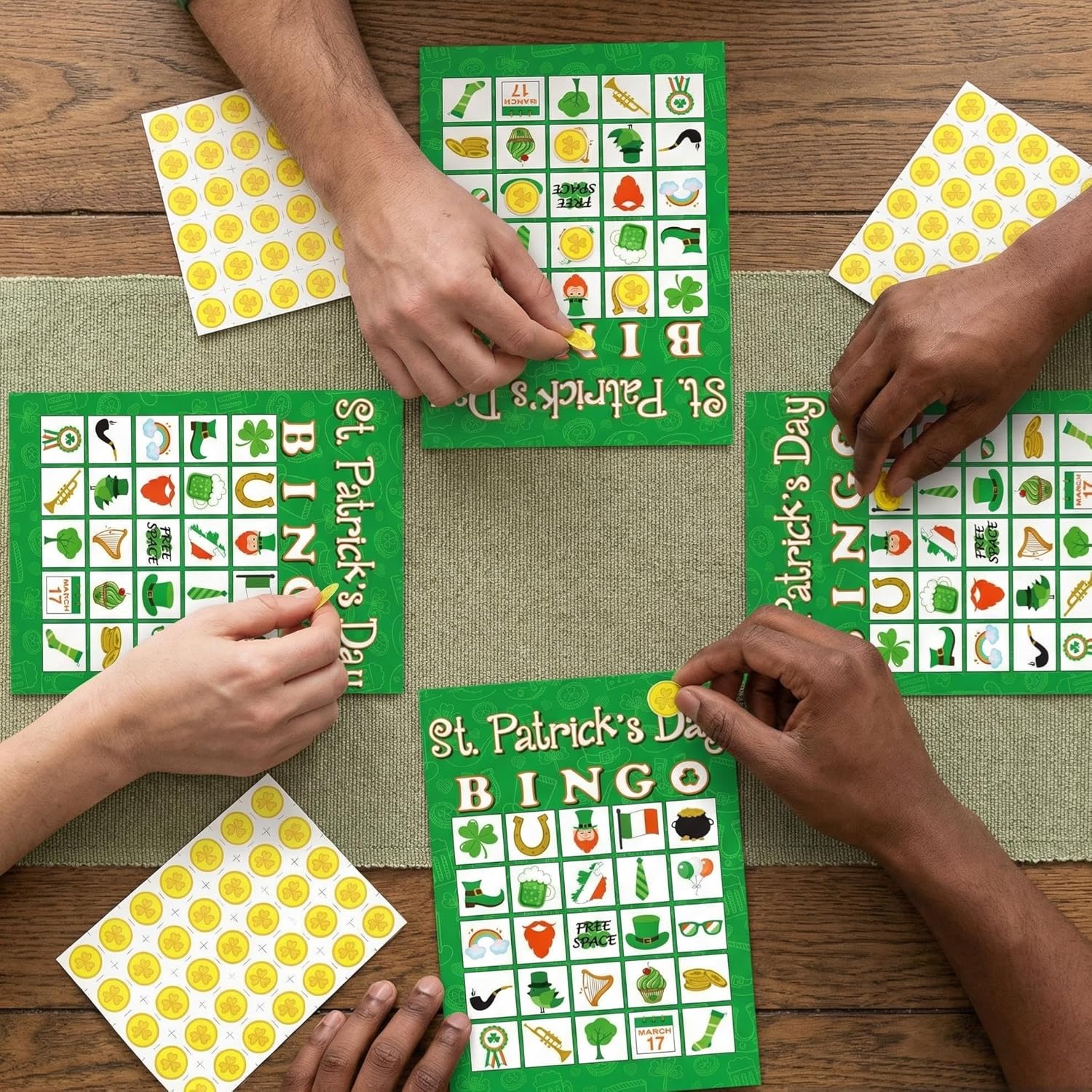 Moon Boat 32Players St. Patrick’s Day Bingo Game for Adults Shamrock Party Activity