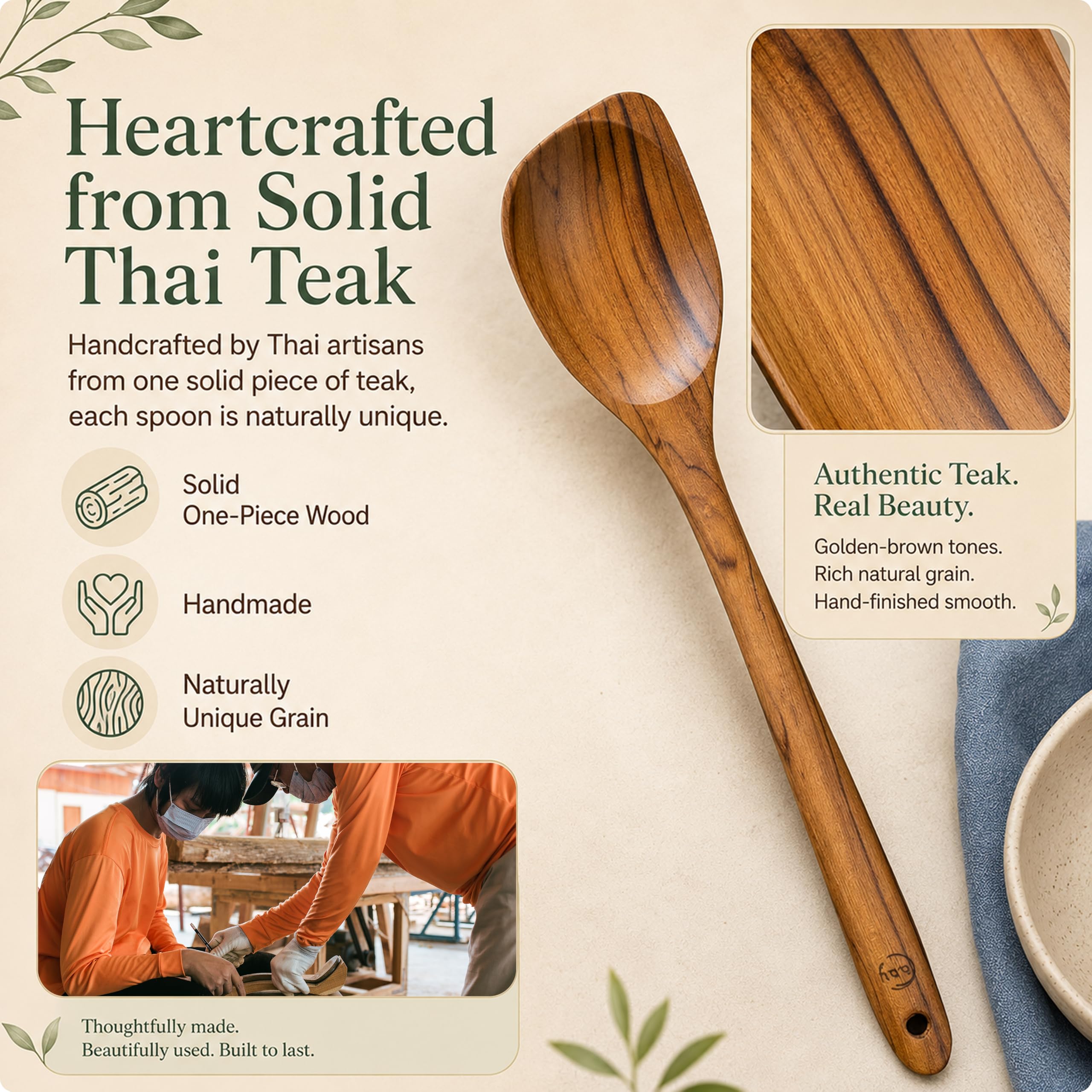 Teak Wooden Spoon - Premium Cooking Utensil -4 Teak Wooden Spoon - Premium Cooking Utensil -4