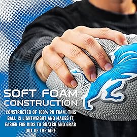 Franklin Sports NFL Detroit Lions Football - Kids Foam Football - Soft Junior Size 8.5 Ball with 3D Logos - Perfect for Gameday + Tailgates