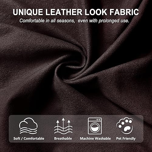 Miniatura 52 de Fundas para sillas reclinables con aspecto de cuero, funda elástica de 4 piezas, funda suave para silla reclinable, protector de muebles lavable