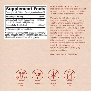 Nature's Way Valerian Nighttime, Valerian Root Sleep Support*, 100 Tablets