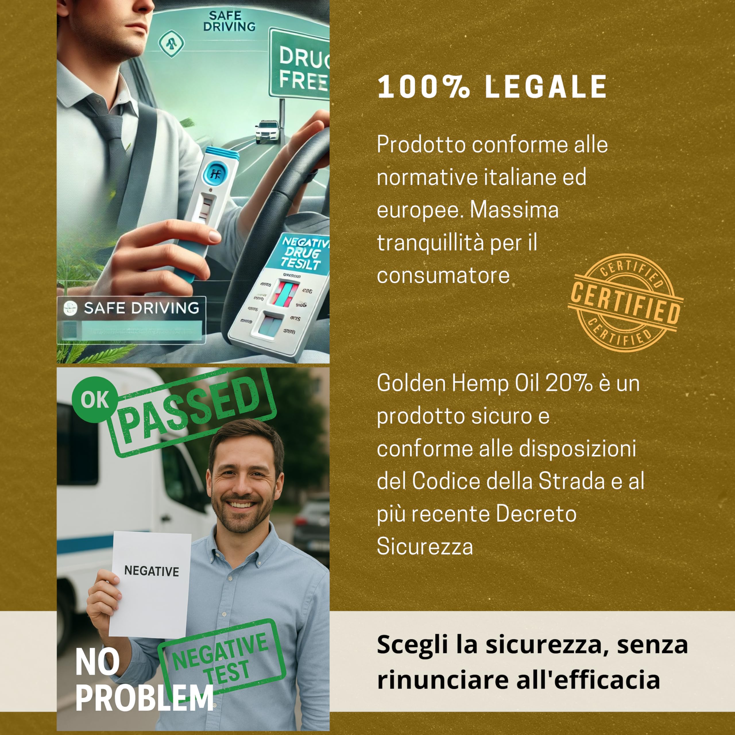 Golden Hemp Oil 20% Olio di Canapa Certificato ad Alta Concentrazione - Made in Italy by Hemp Phytomedical