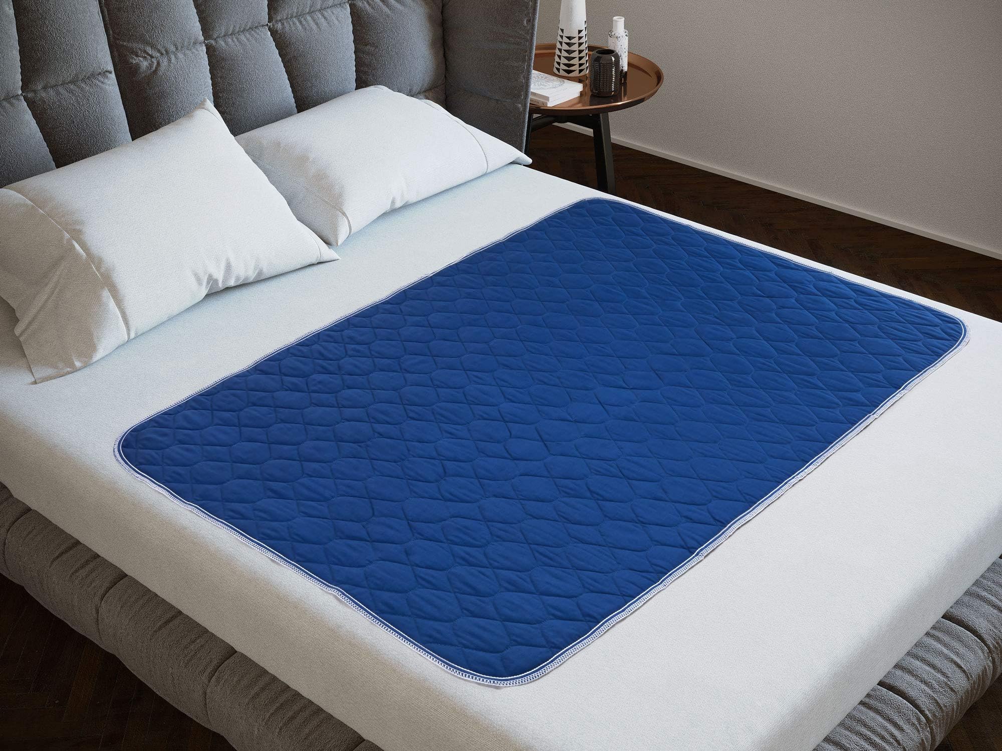 Washable Bed Protector/Pad with Tucks Kingsize Anti Stain Navy