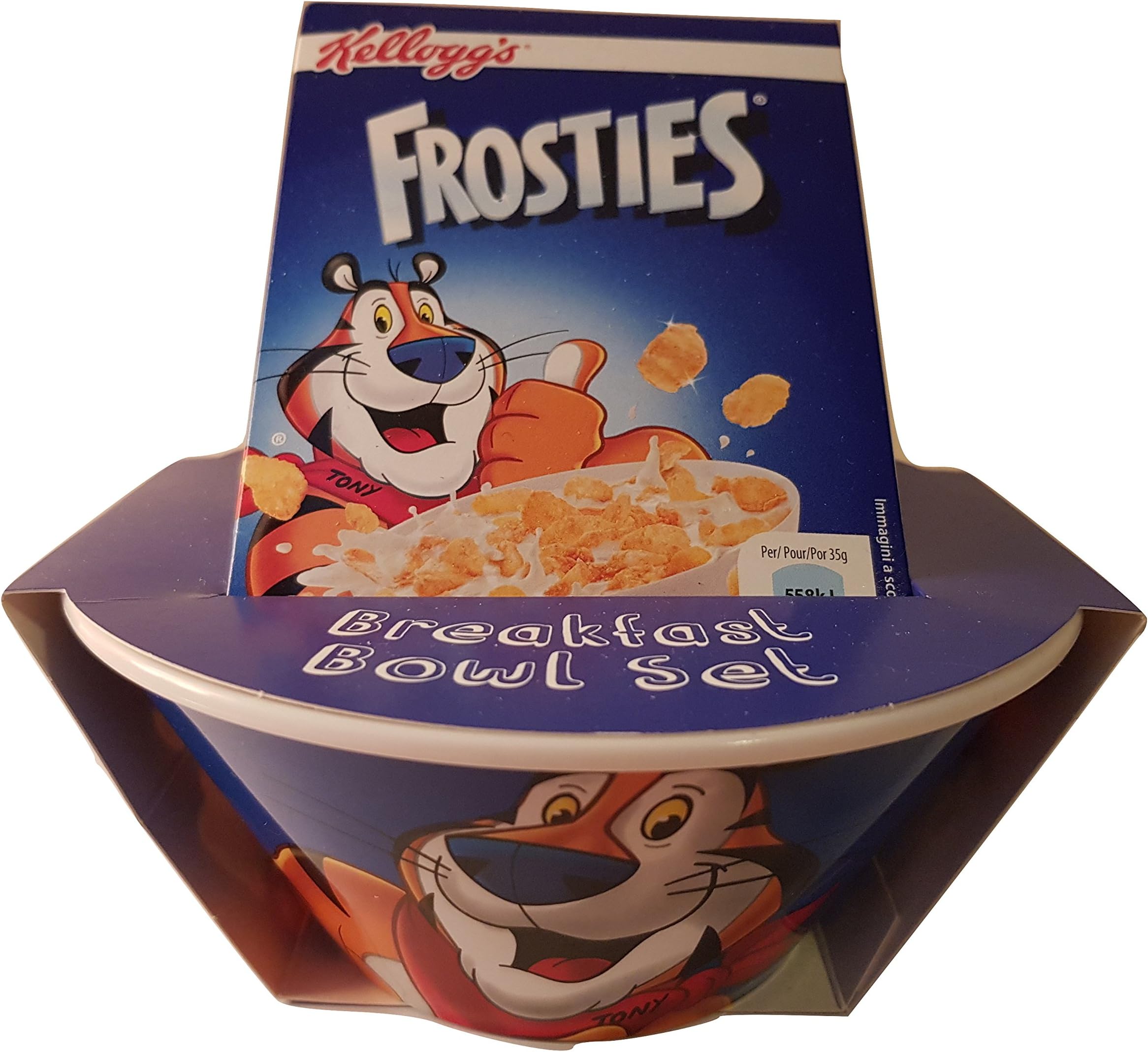 Original Kellogg's Frosties Breakfast Cereal Bowl Set with Frosties Flakes Mini Box