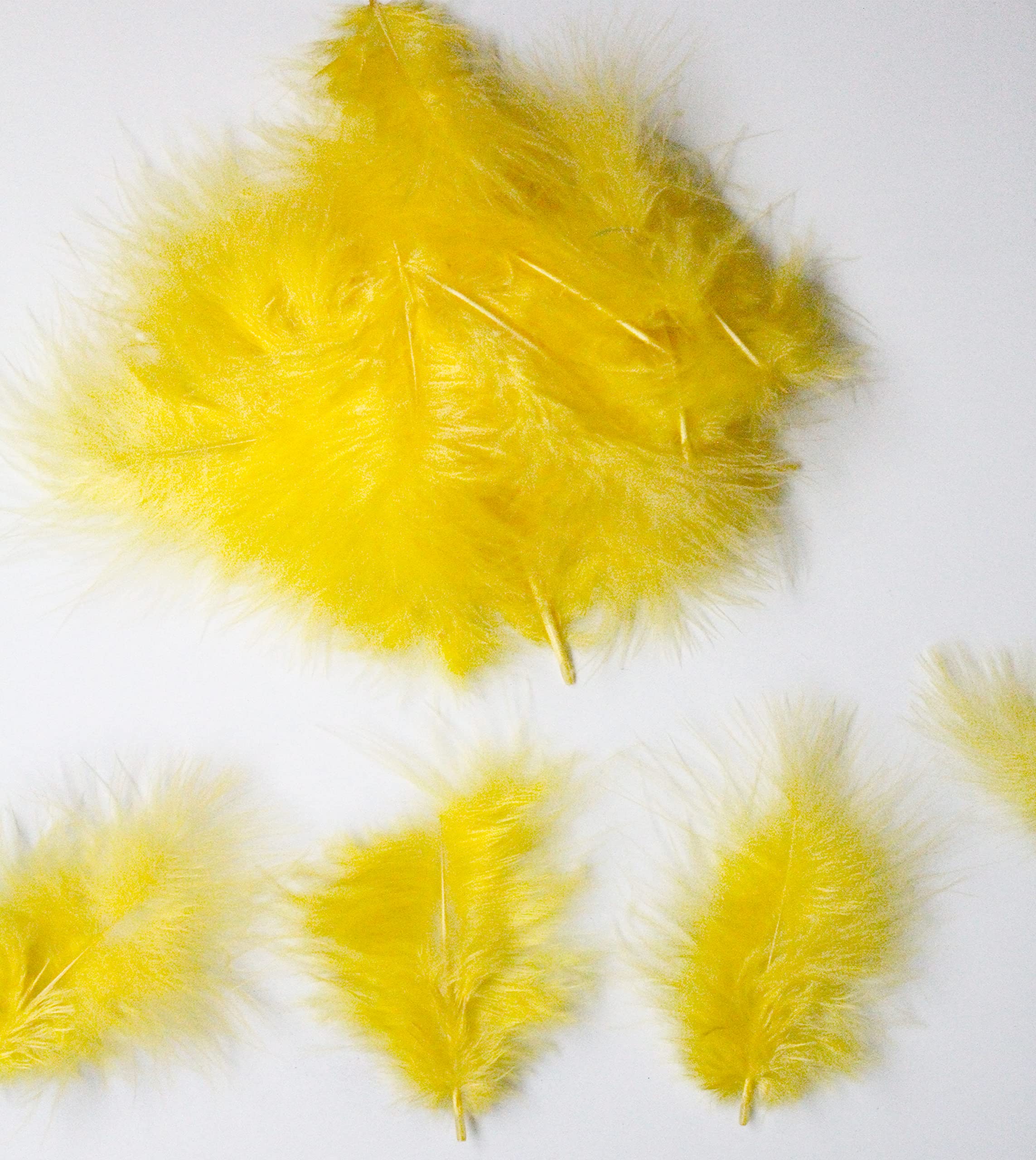 Diamante Crafts Mini Marabou Feathers 50 Per Pack - 3-8 cm - Yellow