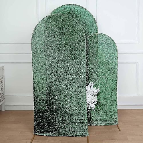 Miniatura 2 de Efavormart - Cubierta de marco de fondo de 6 pies, color verde esmeralda brillante, ajuste de elastano, cubierta de arco de boda metálica brillante