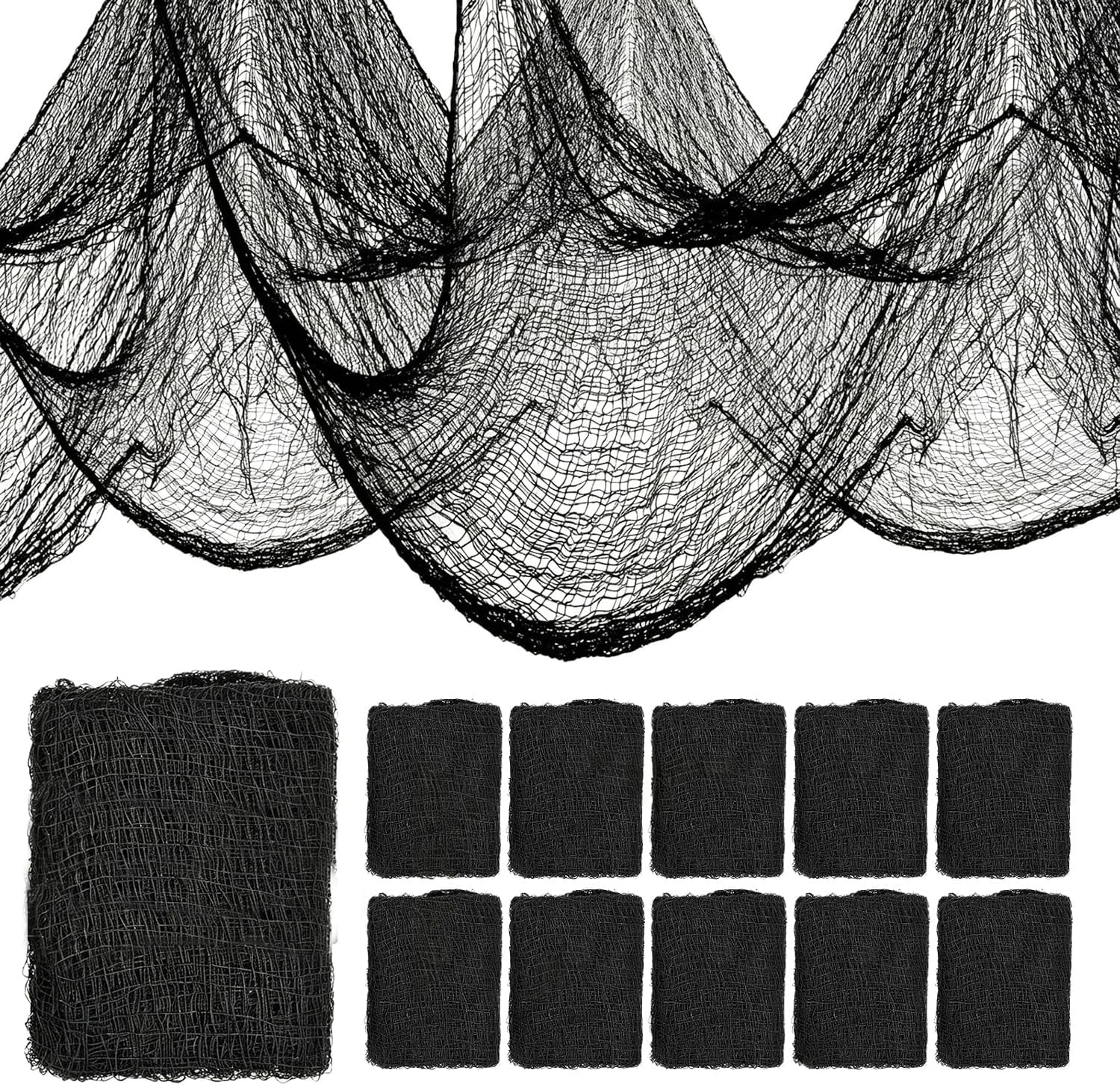 AROIC 9 Pack Halloween Decorations, 30 x 72 Inch Black Spooky Creepy Cloth