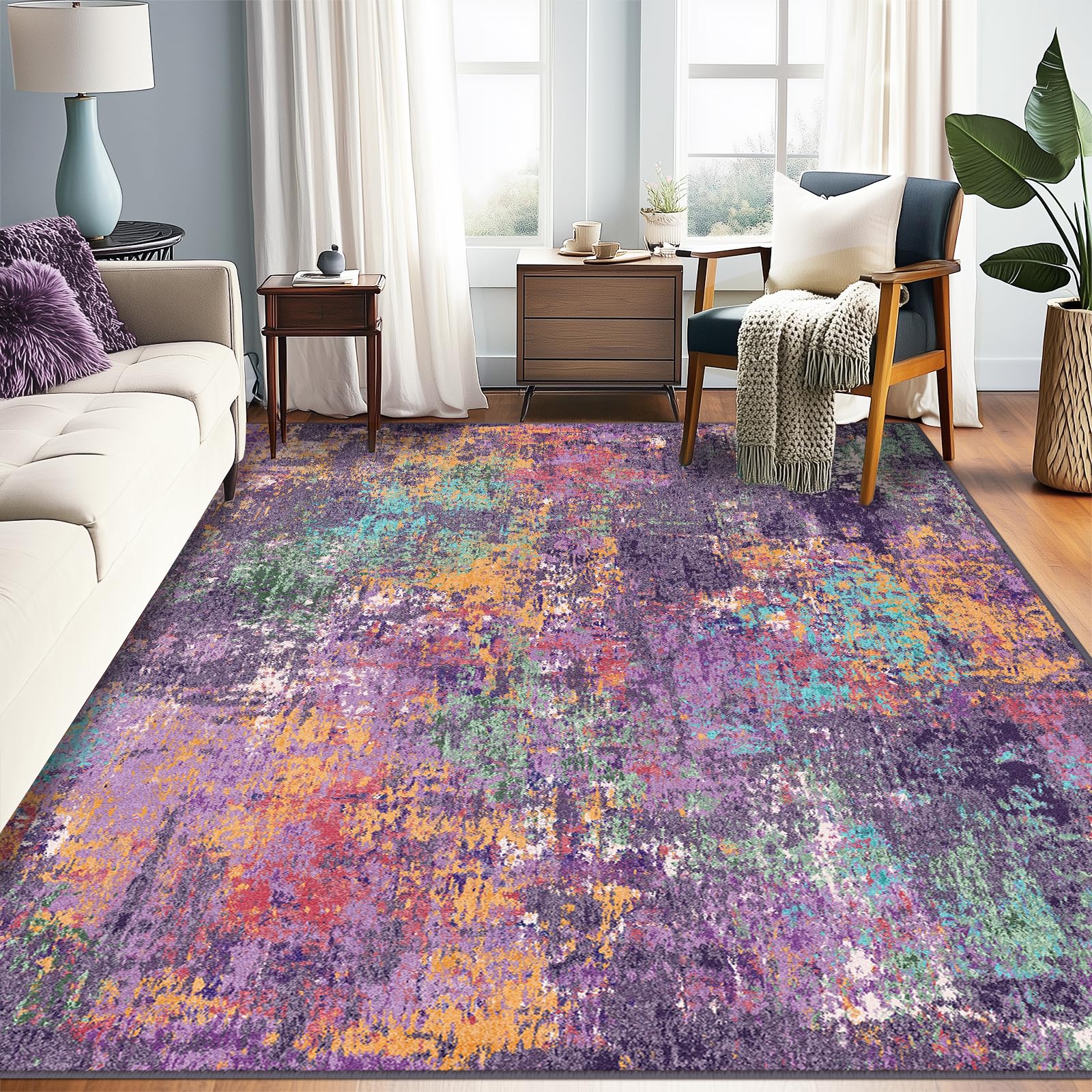 Amazon.com: RELEANY Washable Area Rugs 5'x7' Non-Slip Modern