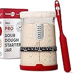 Pro Sourdough Bread Starter Kit - 34 oz Large Capacity Sourdough Starter Jar with 5 unique features for the perfect sour dough bread & sourdough starter kit - sourdough supplies (KA06)