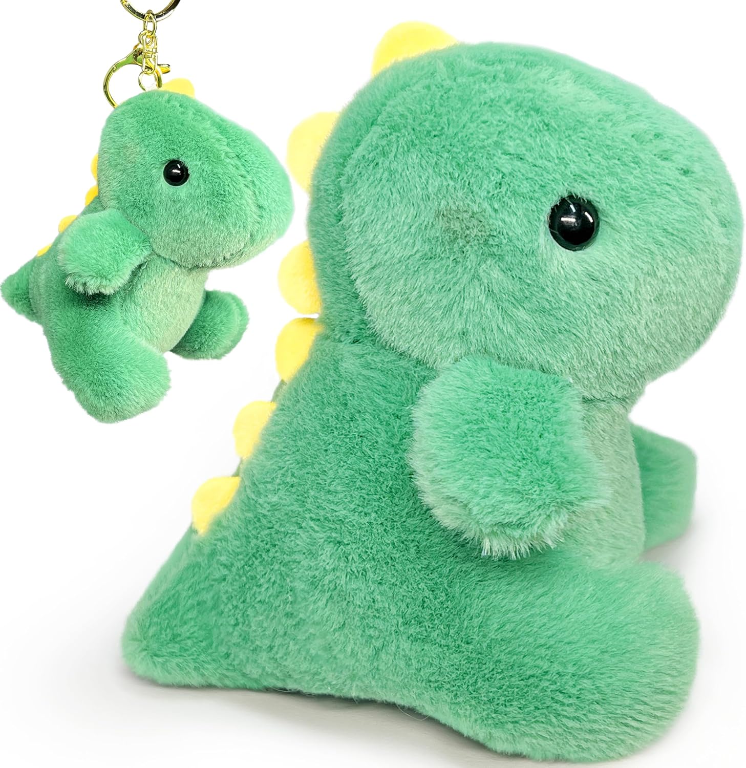 Kawaite Dinosaur Stuffed Animals for Girls and Boys, Super Cute Fat Dinosaur Plush Toys Keychain, Soft Cuddly Mini Dino Plush Toy, Small Stuffed Animal for Kids Prizes, Party Favors (Green)