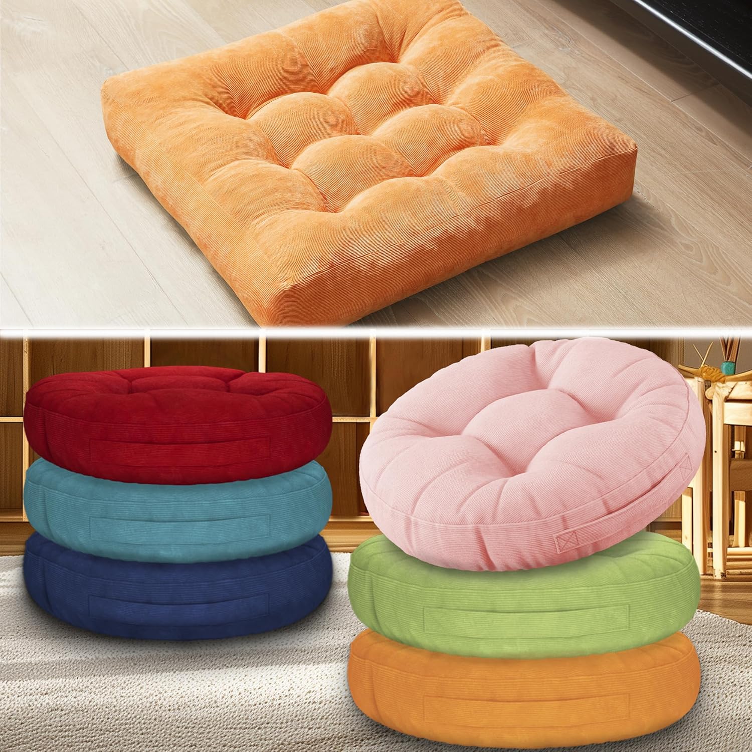 Degrees of Comfort Floor Cushions for Adults + Floor Cushions for Kids 6PCS