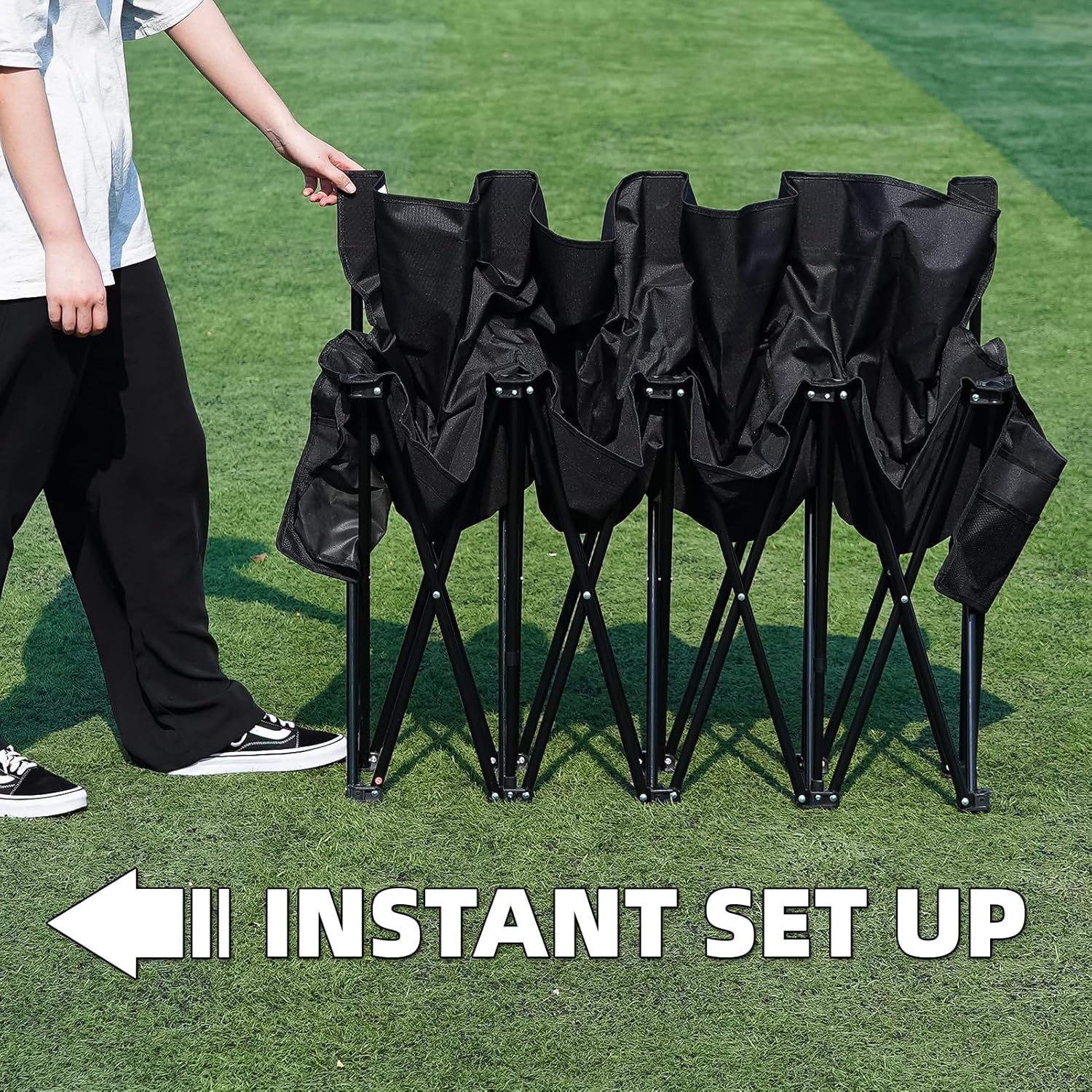 G GOOD GAIN Portable Soccer Bench - Team Bench Soccer 4 Seats with Bag, Sideline Folding Bench, Folded Chair Seating 4 for Football Camp Outdoor Sport Events, Team Chairs for Adults, Black Black 4 seats image 8 of 8 B0FBV5N6MQ