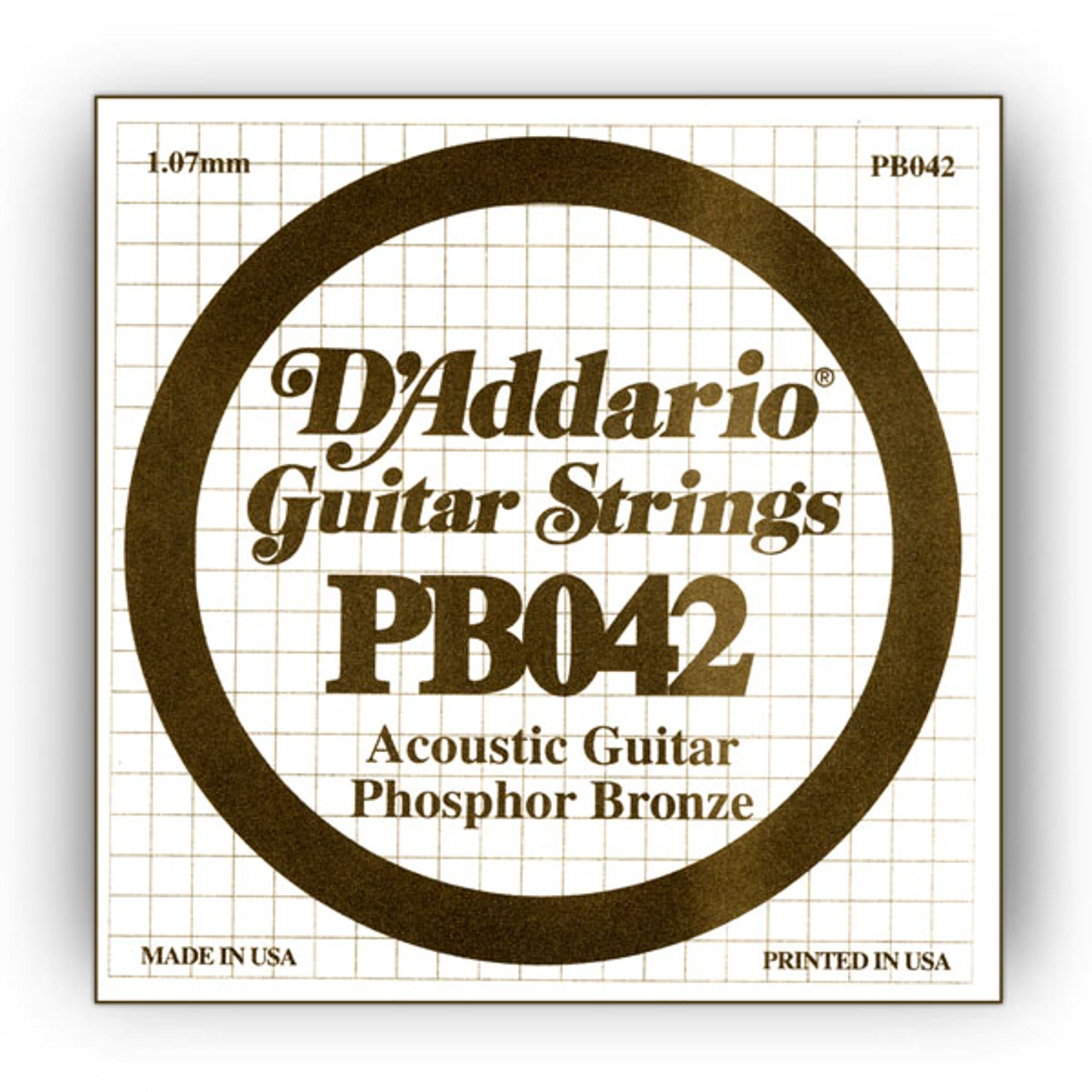 D'Addario .042 Phosphor Bronze Wound for Acoustic Guitar Single String
