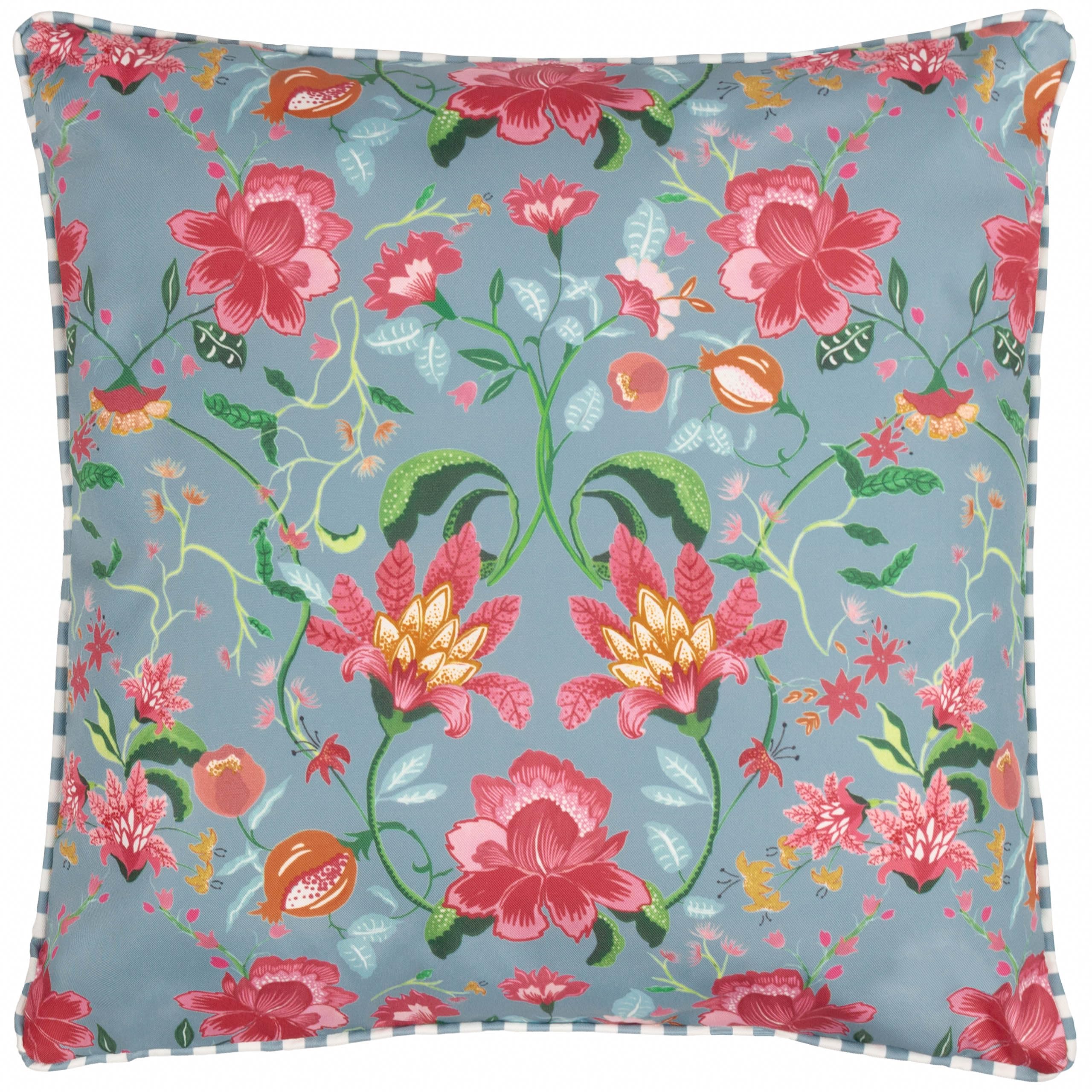 furn. Wylder Nature Claudia Floral Outdoor Cushion Cover - Duck Egg Blue - 45x45cm