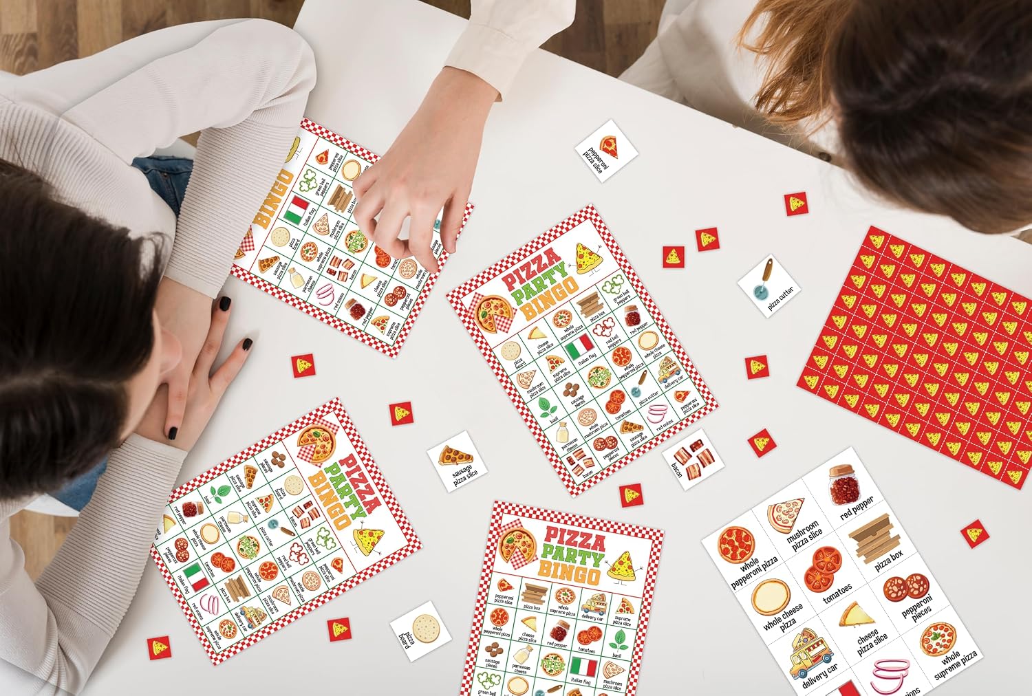 Pizza Party Bingo Game for Adults, Food Theme Bingo Game Set, Pizza Party Time Bingo Cards, Pizza Games Bingo Favors for Family Friends, Large Multiplayer Group Game Decor & Supplies -18 image 5