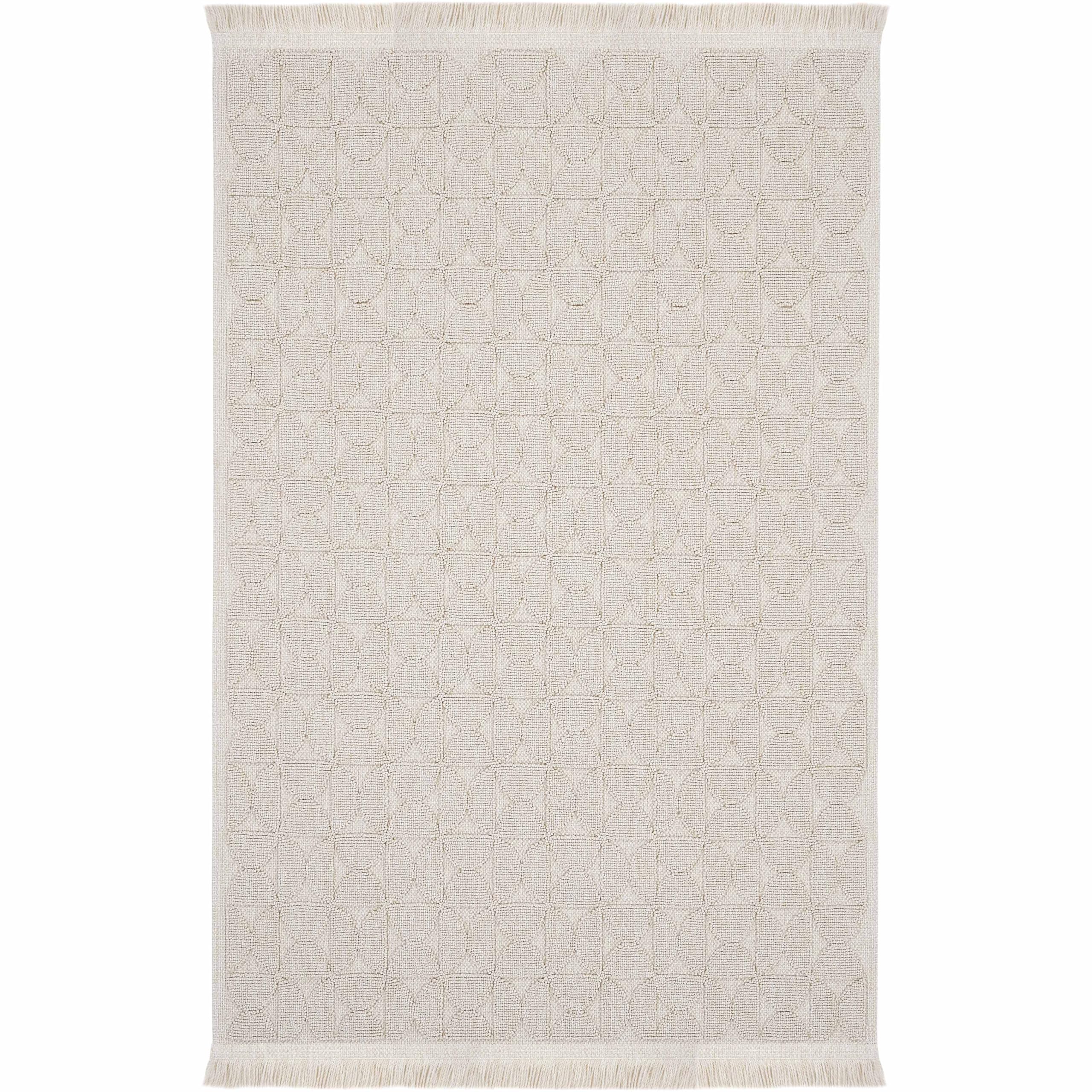 Cool Halı Mirage Bej Halı Bukle Kaymaz Taban Yıkanabilir Halı Geometrik Desen Oturma Odası Halısı