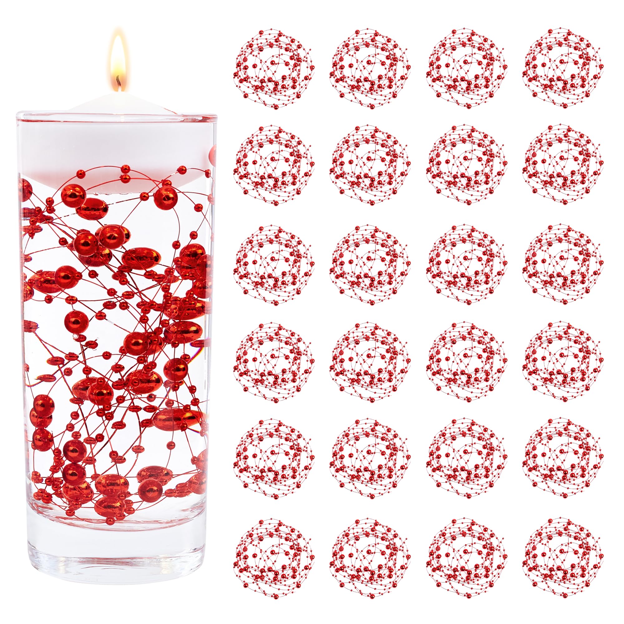 MAIBAOTA Red Artificial Floating Pearl String for Floating Candle — image 1