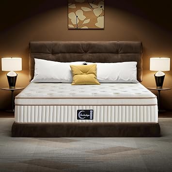 Organic Mattress California King - 14 Inch Hybrid Mattress | With Gel Foam Medium to Firm for Hot Sleepers, Enhanced Edge Support