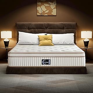 Organic Mattress Queen Size - 14 Inch Hybrid Mattress with Gel Foam Medium to Firm for Hot Sleepers, Edge Support