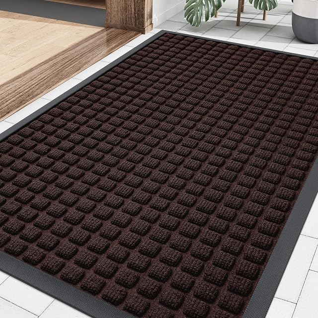 Smiry Smiry Front Door Mat Outside Entrance, Natural Rubber Doormat, 29.5x17 Inch