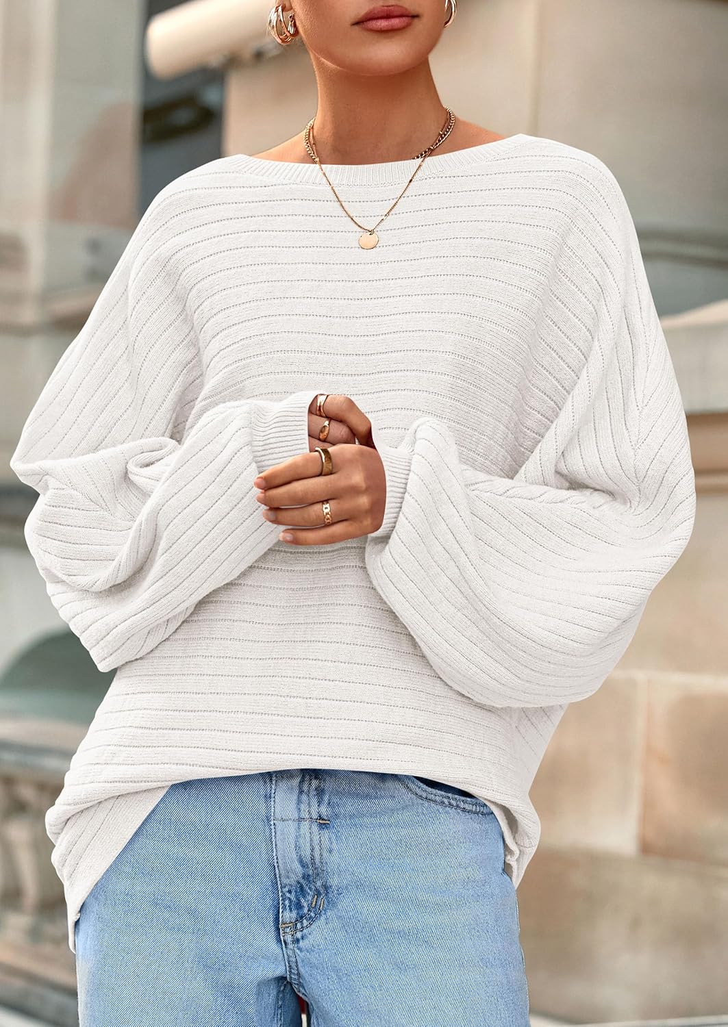 PRETTYGARDEN Sweaters for Women Oversized Spring Boat Neck Pullover Long Sleeve Knit Tops Cozy Fall Winter Fashion Clothing - Image 3