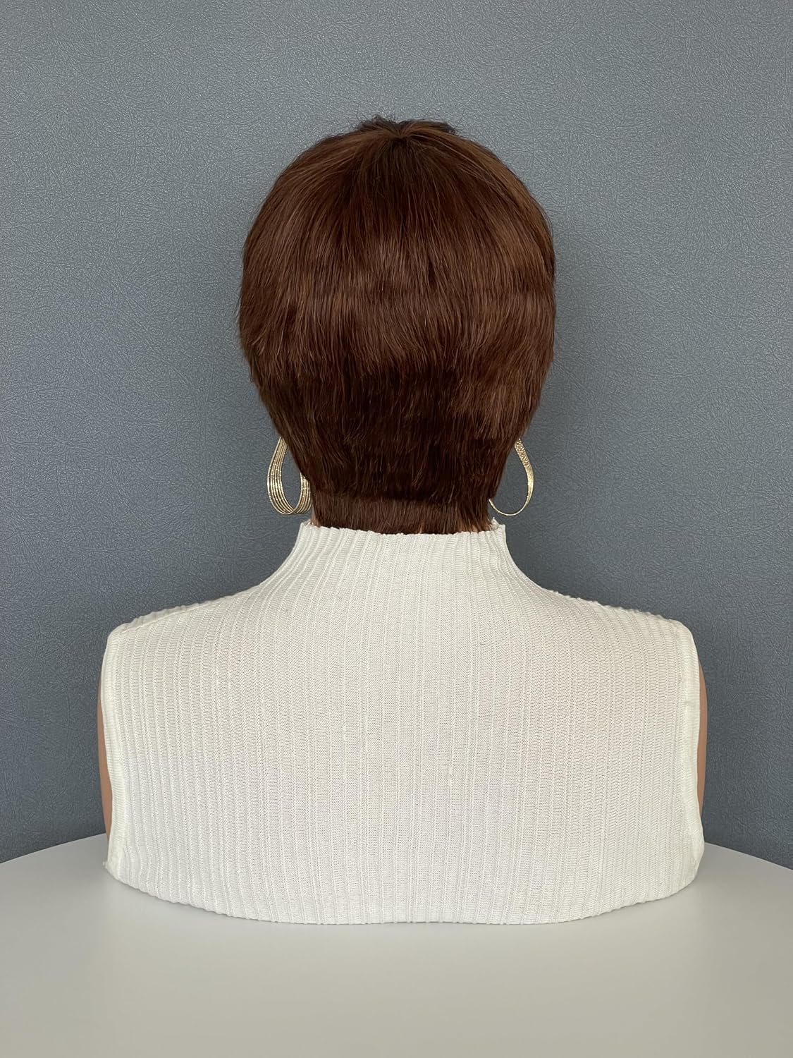 Short Mixed Brown Pixie Cut Wigs for Black Women, Ombre Brown Human Hair Hair Wig with Highlights, Layered Wavy Glueless Wig, Short Hairpiece for Women